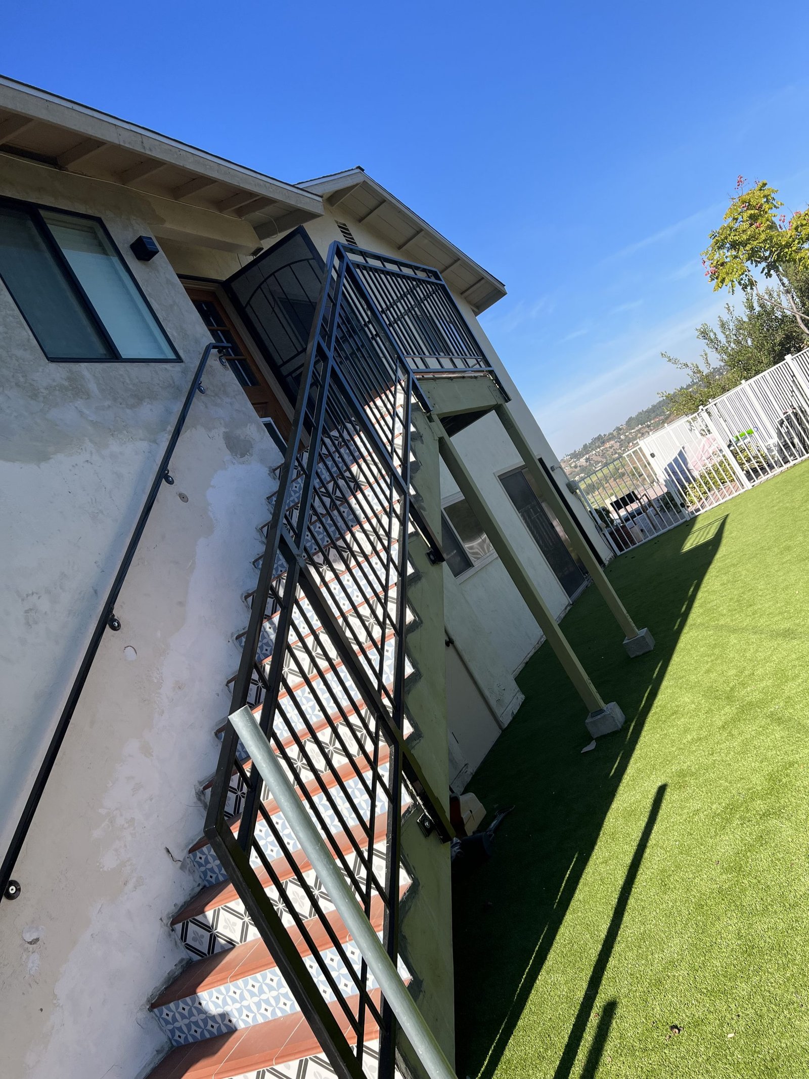 Exterior staircase railing install